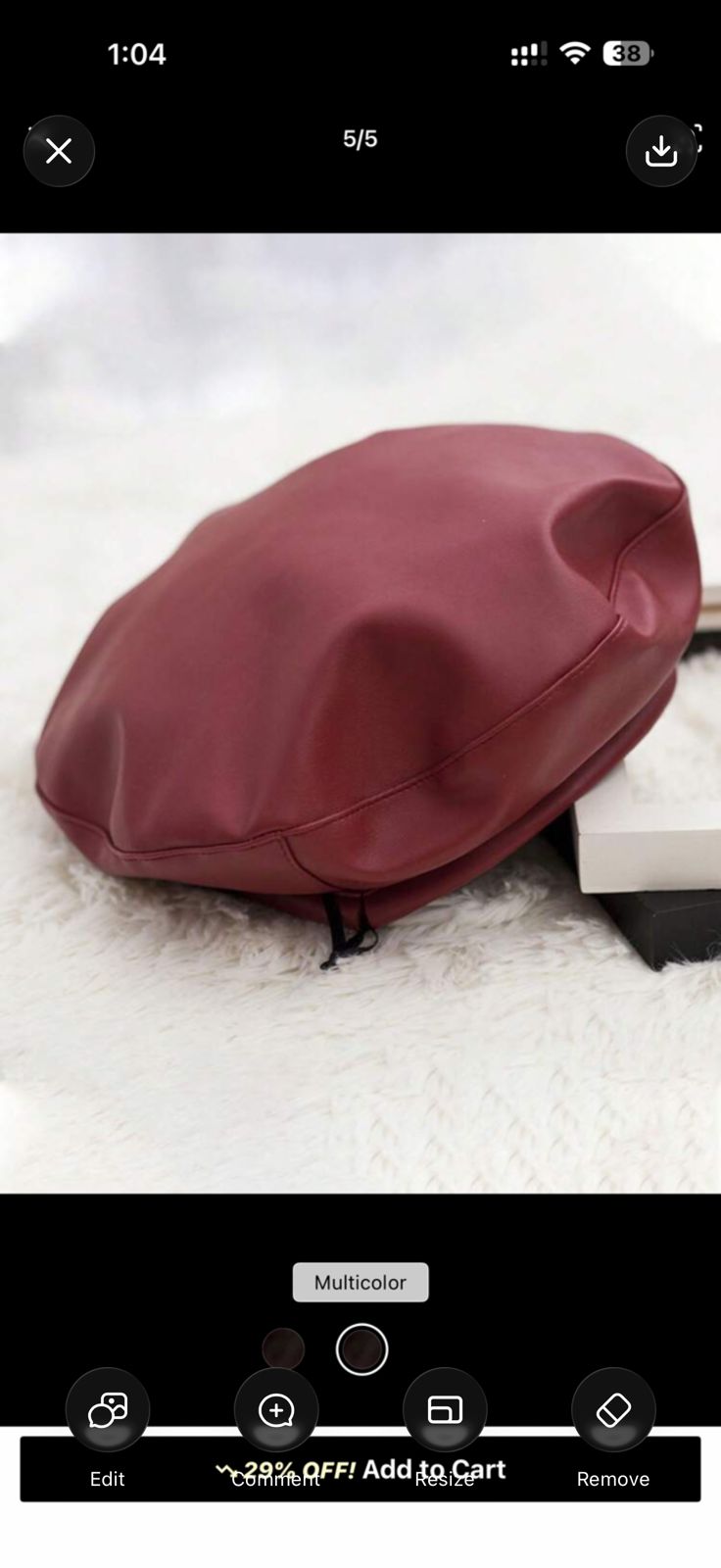 Burgundy leather beret