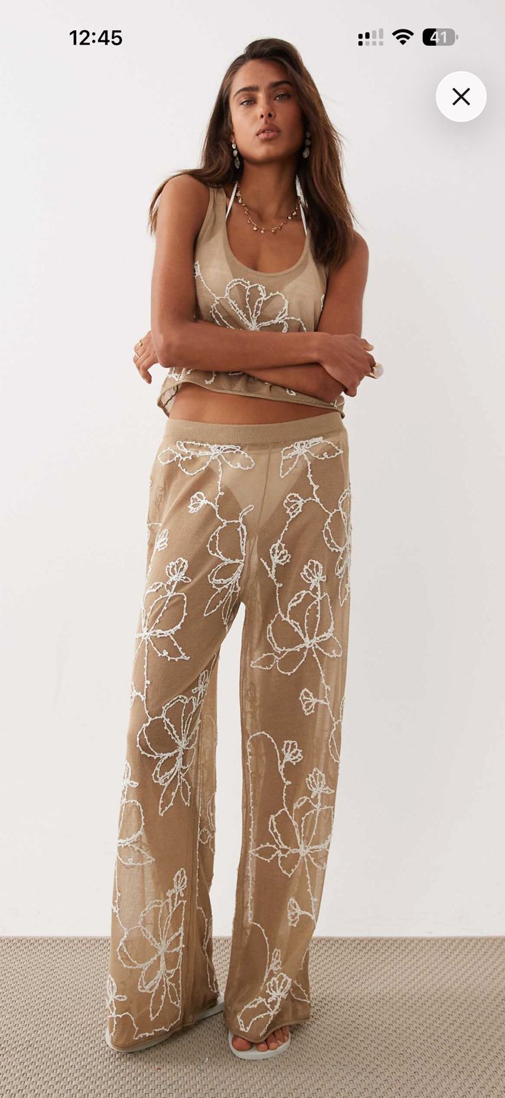 Sheer floral pants
